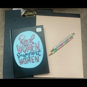 C.R. GIBSON Note clip pad folio, notebook pens lot